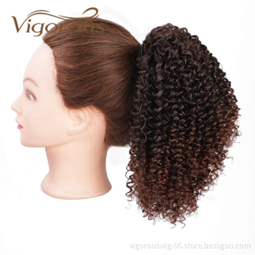 Vigorous Cheap Price Vendor Kinky Curly Fluffy Machine Made Heat Resistant Fiber Drawstring Synthetic Ponytail Hair Extension